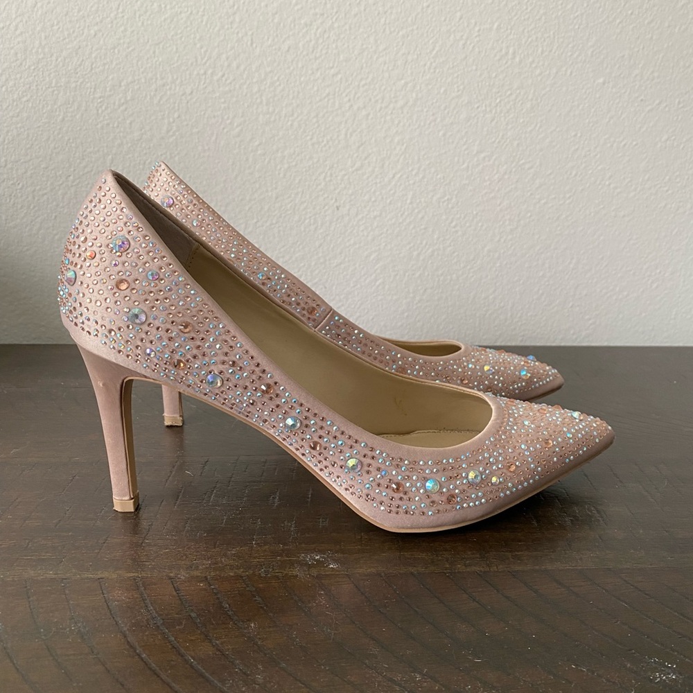 Sparkly, Nude special occasion pageant heel.